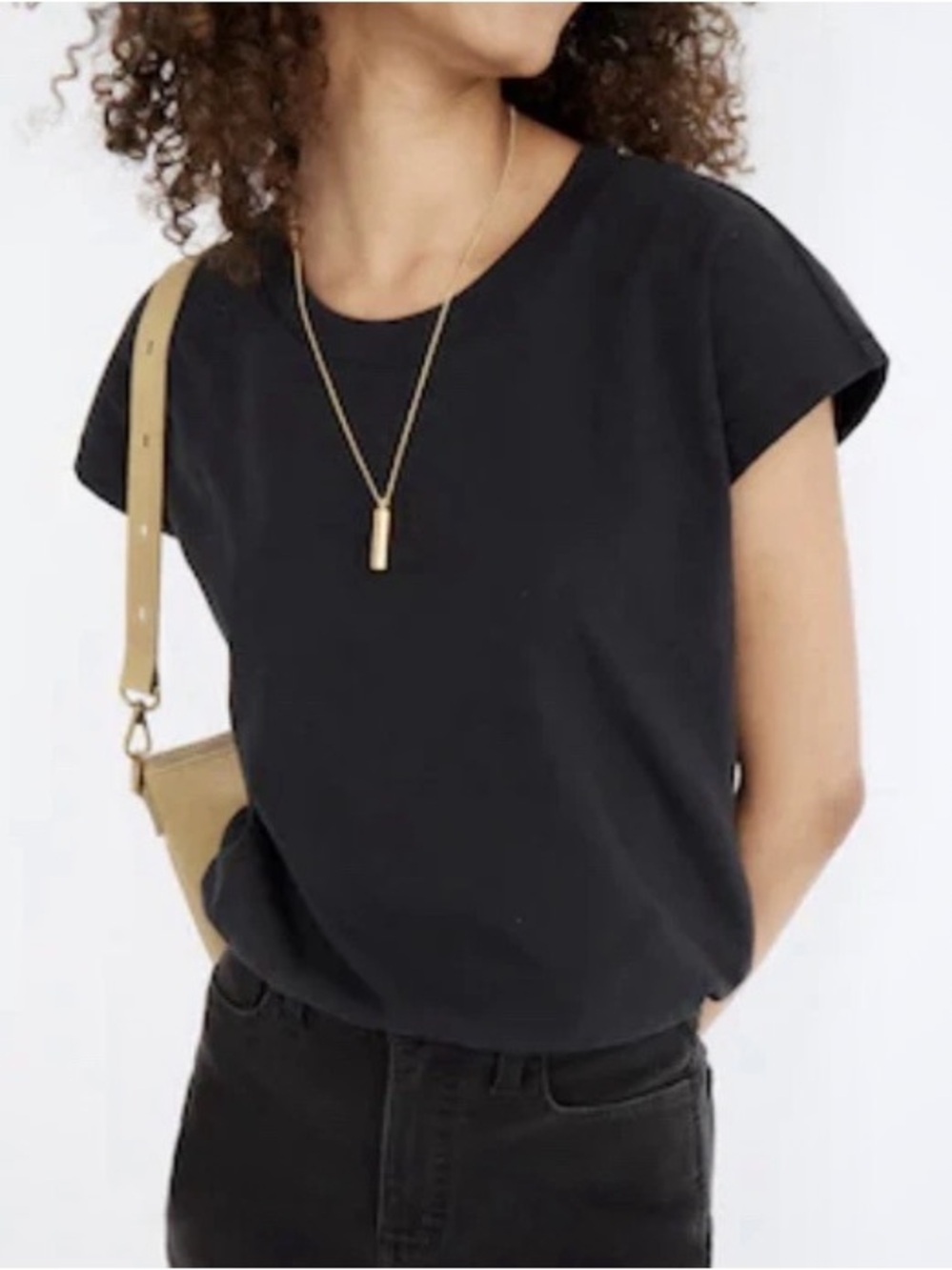 Madewell Black Banded Muscle Tee Shirt Women’s Medium New